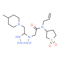 ChemSpider 2D Image | N-Allyl-N-(1,1-dioxidotetrahydro-3-thiophenyl)-2-{5-[(4-methyl-1-piperidinyl)methyl]-1-tetrazolidinyl}acetamide | C17H32N6O3S