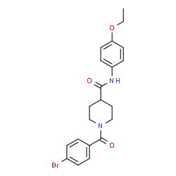 ChemSpider 2D Image | 1-(4-Bromobenzoyl)-N-(4-ethoxyphenyl)-4-piperidinecarboxamide | C21H23BrN2O3