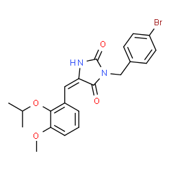 ChemSpider 2D Image | (5E)-3-(4-Bromobenzyl)-5-(2-isopropoxy-3-methoxybenzylidene)-2,4-imidazolidinedione | C21H21BrN2O4