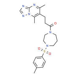 ChemSpider 2D Image | 3-(5,7-Dimethyl[1,2,4]triazolo[1,5-a]pyrimidin-6-yl)-1-{4-[(4-methylphenyl)sulfonyl]-1,4-diazepan-1-yl}-1-propanone | C22H28N6O3S