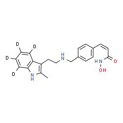 ChemSpider 2D Image | (2Z)-N-Hydroxy-3-{4-[({2-[2-methyl(4,5,6,7-~2~H_4_)-1H-indol-3-yl]ethyl}amino)methyl]phenyl}acrylamide | C21H19D4N3O2