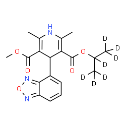 ChemSpider 2D Image | Methyl (~2~H_7_)-2-propanyl 4-(2,1,3-benzoxadiazol-4-yl)-2,6-dimethyl-1,4-dihydro-3,5-pyridinedicarboxylate | C19H14D7N3O5