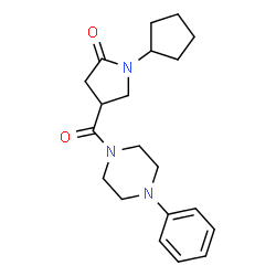 ChemSpider 2D Image | 1-Cyclopentyl-4-[(4-phenyl-1-piperazinyl)carbonyl]-2-pyrrolidinone | C20H27N3O2