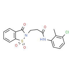 ChemSpider 2D Image | N-(3-Chloro-2-methylphenyl)-3-(1,1-dioxido-3-oxo-1,2-benzothiazol-2(3H)-yl)propanamide | C17H15ClN2O4S