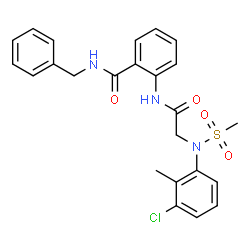 ChemSpider 2D Image | N-Benzyl-2-{[N-(3-chloro-2-methylphenyl)-N-(methylsulfonyl)glycyl]amino}benzamide | C24H24ClN3O4S