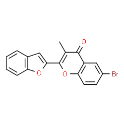 ChemSpider 2D Image | 2-(1-Benzofuran-2-yl)-6-bromo-3-methyl-4H-chromen-4-one | C18H11BrO3
