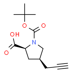 ChemSpider 2D Image | (4S)-1-{[(2-Methyl-2-propanyl)oxy]carbonyl}-4-(2-propyn-1-yl)-L-proline | C13H19NO4