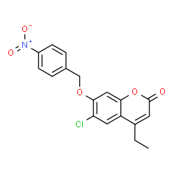 ChemSpider 2D Image | 6-Chloro-4-ethyl-7-[(4-nitrobenzyl)oxy]-2H-chromen-2-one | C18H14ClNO5