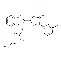 ChemSpider 2D Image | N-Butyl-N-methyl-2-{2-[1-(3-methylphenyl)-5-oxo-3-pyrrolidinyl]-1H-benzimidazol-1-yl}acetamide | C25H30N4O2