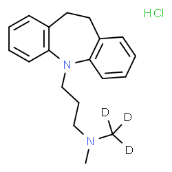 ChemSpider 2D Image | 3-(10,11-Dihydro-5H-dibenzo[b,f]azepin-5-yl)-N-methyl-N-(~2~H_3_)methyl-1-propanamine hydrochloride (1:1) | C19H22D3ClN2
