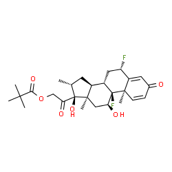ChemSpider 2D Image | (6alpha,9beta,10alpha,11beta,13alpha,16alpha,17alpha)-6,9-Difluoro-11,17-dihydroxy-16-methyl-3,20-dioxopregna-1,4-dien-21-yl pivalate | C27H36F2O6