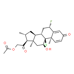 ChemSpider 2D Image | (6alpha,9beta,10alpha,11beta,13alpha,16alpha)-9-Chloro-6-fluoro-11-hydroxy-16-methyl-3,20-dioxopregna-1,4-dien-21-yl acetate | C24H30ClFO5