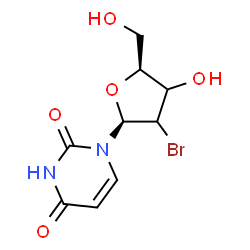 ChemSpider 2D Image | 1-(2-Bromo-2-deoxy-beta-L-glycero-pentofuranosyl)-2,4(1H,3H)-pyrimidinedione | C9H11BrN2O5