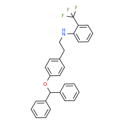 ChemSpider 2D Image | N-{2-[4-(Diphenylmethoxy)phenyl]ethyl}-2-(trifluoromethyl)aniline | C28H24F3NO