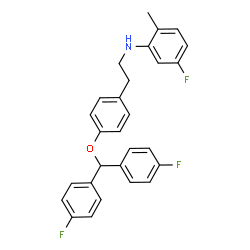 ChemSpider 2D Image | N-(2-{4-[Bis(4-fluorophenyl)methoxy]phenyl}ethyl)-5-fluoro-2-methylaniline | C28H24F3NO