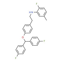 ChemSpider 2D Image | N-(2-{4-[Bis(4-fluorophenyl)methoxy]phenyl}ethyl)-2-fluoro-5-methylaniline | C28H24F3NO