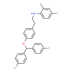 ChemSpider 2D Image | N-(2-{4-[Bis(4-fluorophenyl)methoxy]phenyl}ethyl)-4-fluoro-2-methylaniline | C28H24F3NO