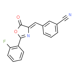 ChemSpider 2D Image | 3-{(Z)-[2-(2-Fluorophenyl)-5-oxo-1,3-oxazol-4(5H)-ylidene]methyl}benzonitrile | C17H9FN2O2