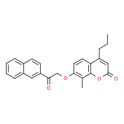 ChemSpider 2D Image | 8-Methyl-7-[2-(2-naphthyl)-2-oxoethoxy]-4-propyl-2H-chromen-2-one | C25H22O4