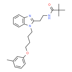 ChemSpider 2D Image | 2,2-Dimethyl-N-(2-{1-[4-(3-methylphenoxy)butyl]-1H-benzimidazol-2-yl}ethyl)propanamide | C25H33N3O2