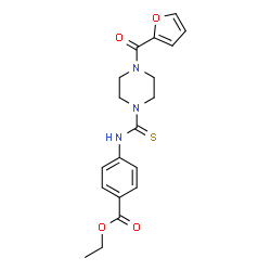 ChemSpider 2D Image | Ethyl 4-({[4-(2-furoyl)piperazin-1-yl]carbothioyl}amino)benzoate | C19H21N3O4S