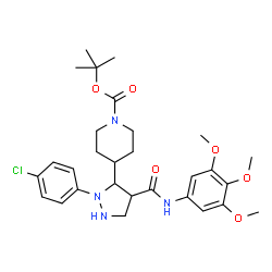 ChemSpider 2D Image | 2-Methyl-2-propanyl 4-{2-(4-chlorophenyl)-4-[(3,4,5-trimethoxyphenyl)carbamoyl]-3-pyrazolidinyl}-1-piperidinecarboxylate | C29H39ClN4O6