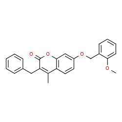 ChemSpider 2D Image | 3-Benzyl-7-[(2-methoxybenzyl)oxy]-4-methyl-2H-chromen-2-one | C25H22O4