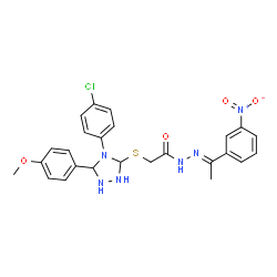 ChemSpider 2D Image | 2-{[4-(4-Chlorophenyl)-5-(4-methoxyphenyl)-1,2,4-triazolidin-3-yl]sulfanyl}-N'-[(1E)-1-(3-nitrophenyl)ethylidene]acetohydrazide | C25H25ClN6O4S