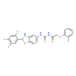 ChemSpider 2D Image | N-{[2-(2-Chloro-4,5-difluorophenyl)-2,3-dihydro-1,3-benzoxazol-5-yl]carbamothioyl}-2-(2-methylphenoxy)acetamide | C23H18ClF2N3O3S