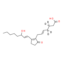 ChemSpider 2D Image | (5E,13E)-15-Hydroxy-9-oxo(3,3,4,4-~2~H_4_)prosta-5,8(12),13-trien-1-oic acid | C20H26D4O4