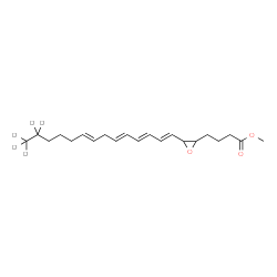 ChemSpider 2D Image | Methyl 4-{3-[(1E,3E,5E,8E)-(13,13,14,14,14-~2~H_5_)-1,3,5,8-tetradecatetraen-1-yl]-2-oxiranyl}butanoate | C21H27D5O3