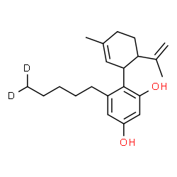 ChemSpider 2D Image | 4-(6-Isopropenyl-3-methyl-2-cyclohexen-1-yl)-5-[(5,5-~2~H_2_)pentyl]-1,3-benzenediol | C21H28D2O2