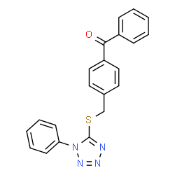 ChemSpider 2D Image | Phenyl(4-{[(1-phenyl-1H-tetrazol-5-yl)sulfanyl]methyl}phenyl)methanone | C21H16N4OS