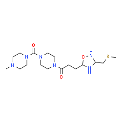 ChemSpider 2D Image | 1-{4-[(4-Methyl-1-piperazinyl)carbonyl]-1-piperazinyl}-3-{3-[(methylsulfanyl)methyl]-1,2,4-oxadiazolidin-5-yl}-1-propanone | C17H32N6O3S
