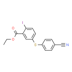 ChemSpider 2D Image | Ethyl 5-[(4-cyanophenyl)sulfanyl]-2-iodobenzoate | C16H12INO2S
