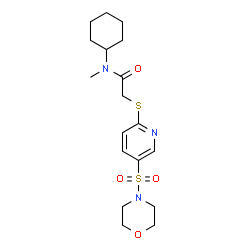 ChemSpider 2D Image | N-Cyclohexyl-N-methyl-2-{[5-(4-morpholinylsulfonyl)-2-pyridinyl]sulfanyl}acetamide | C18H27N3O4S2