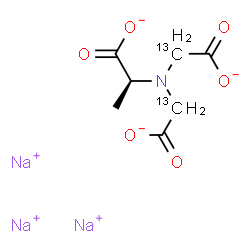 ChemSpider 2D Image | Trisodium (2S)-2-{bis[carboxylato(~13~C)methyl]amino}propanoate | C513C2H8NNa3O6