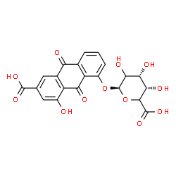 ChemSpider 2D Image | 6-Carboxy-8-hydroxy-9,10-dioxo-9,10-dihydro-1-anthracenyl beta-D-erythro-hexopyranosiduronic acid | C21H16O12