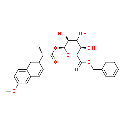 ChemSpider 2D Image | Benzyl 1-O-[(2S)-2-(6-methoxy-2-naphthyl)propanoyl]-alpha-L-erythro-hexopyranuronate | C27H28O9