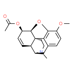 ChemSpider 2D Image | (5beta,6beta,9alpha,13alpha,14alpha)-3-Methoxy-17-methyl-7,8-didehydro-4,5-epoxymorphinan-6-yl acetate | C20H23NO4