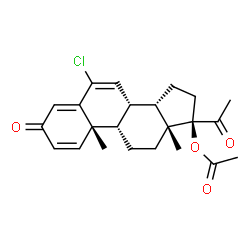 ChemSpider 2D Image | (8alpha,10alpha,13alpha)-6-Chloro-3,20-dioxopregna-1,4,6-trien-17-yl acetate | C23H27ClO4