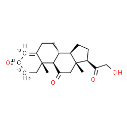 ChemSpider 2D Image | (8alpha,9beta,10alpha,13alpha,14beta,17alpha)-21-Hydroxy(2,3,4-~13~C_3_)pregn-4-ene-3,11,20-trione | C1813C3H28O4