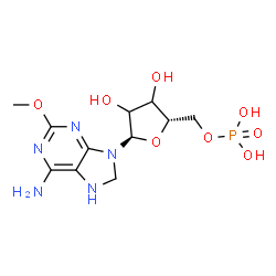 ChemSpider 2D Image | 2-Methoxy-9-(5-O-phosphono-alpha-L-glycero-pentofuranosyl)-8,9-dihydro-7H-purin-6-amine | C11H18N5O8P