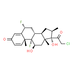 ChemSpider 2D Image | (6beta,8alpha,9beta,10alpha,11alpha,13alpha,14beta,16alpha,17alpha)-21-Chloro-6,9-difluoro-11,17-dihydroxy-16-methylpregna-1,4-diene-3,20-dione | C22H27ClF2O4