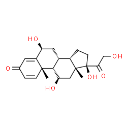ChemSpider 2D Image | (6alpha,8alpha,10alpha,11alpha,13alpha)-6,11,17,21-Tetrahydroxypregna-1,4-diene-3,20-dione | C21H28O6