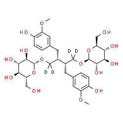 ChemSpider 2D Image | (2R,3R)-4-(beta-L-Glucopyranosyloxy)-2,3-bis(4-hydroxy-3-methoxybenzyl)(1,1,4,4-~2~H_4_)butyl beta-D-glucopyranoside | C32H42D4O16
