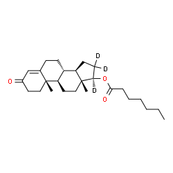 ChemSpider 2D Image | (8alpha,9beta,10alpha,13alpha,14beta,17alpha)-3-Oxo(16,16,17-~2~H_3_)androst-4-en-17-yl heptanoate | C26H37D3O3