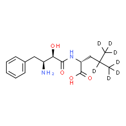 ChemSpider 2D Image | N-[(2R,3S)-3-Amino-2-hydroxy-4-phenylbutanoyl]-D-(4,5,5,5,5',5',5'-~2~H_7_)leucine | C16H17D7N2O4