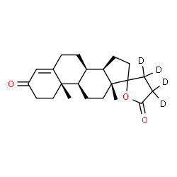 ChemSpider 2D Image | (8R,9R,10S,13R,14R)-10,13-Dimethyl(3',3',4',4'-~2~H_4_)-1,6,7,8,9,10,11,12,13,14,15,16-dodecahydro-3'H-spiro[cyclopenta[a]phenanthrene-17,2'-furan]-3,5'(2H,4'H)-dione | C22H26D4O3