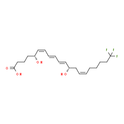 ChemSpider 2D Image | (5R,6Z,8E,10E,12S,14Z)-20,20,20-Trifluoro-5,12-dihydroxy-6,8,10,14-icosatetraenoic acid | C20H29F3O4